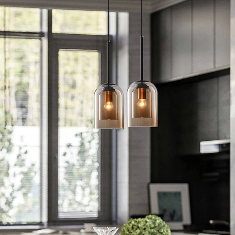 modern Double Glass Pendant Light 