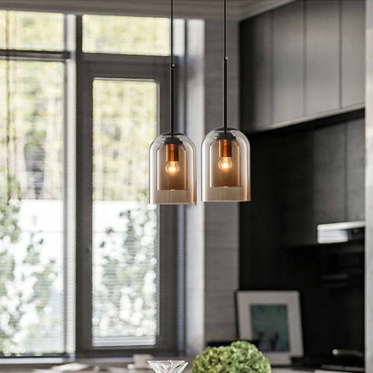modern Double Glass Pendant Light 