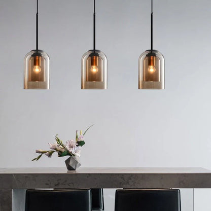 modern Double Glass Pendant Light 